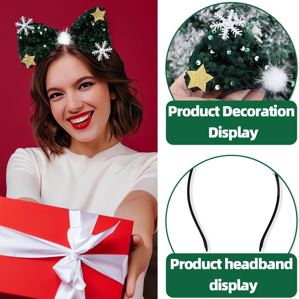 Stylish Christmas Headband For Kids With Attractive Shiny Sequins And Charming Bow For Festive Fun