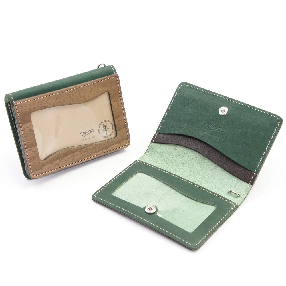 REAL WW Card Case Business Card Holder Card Case Genuine Leather Natural Wood Wood Leather Made In Japan Green [VARCO WOOD] Men's Women's