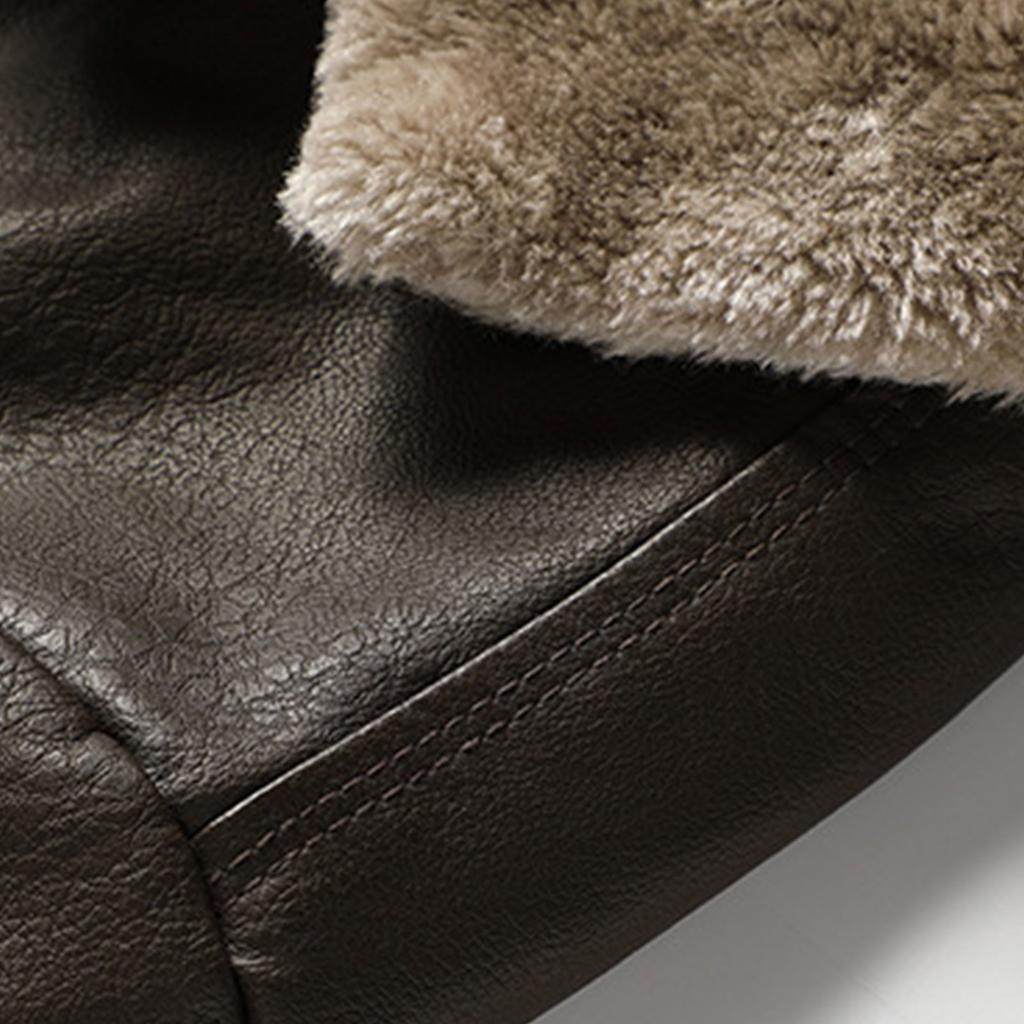 Мужская кожаная деловая куртка с плюшевым бархатом и большим лацканом, кожаная куртка-костюм