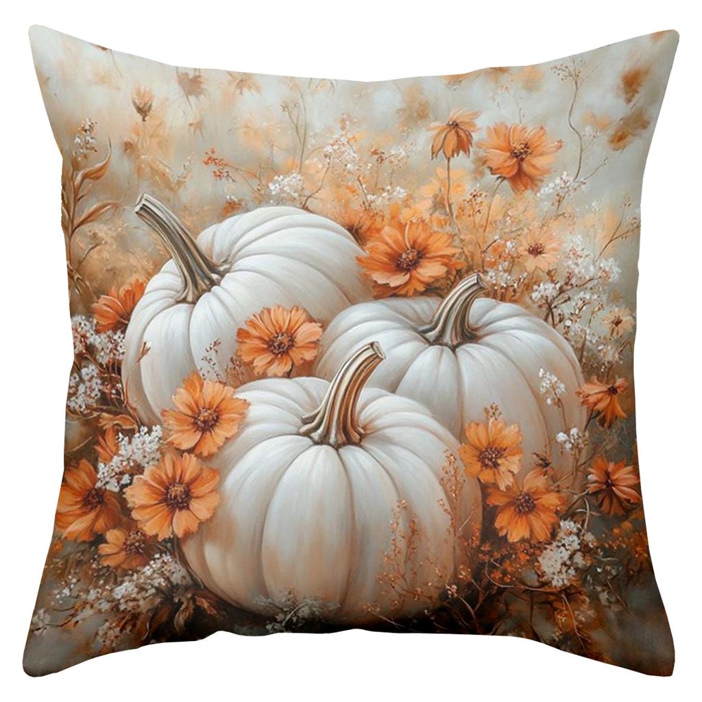 1 Pieces-2D flat printing Autumn Pumpkins And Flowers Decorative Cushions Polyester pillowcase, sofa decorative cushion cov