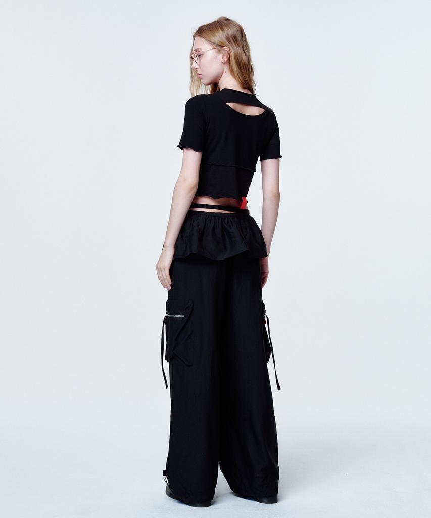 2113 Studio Ruffle Micro Mini Wrap Skirt Black