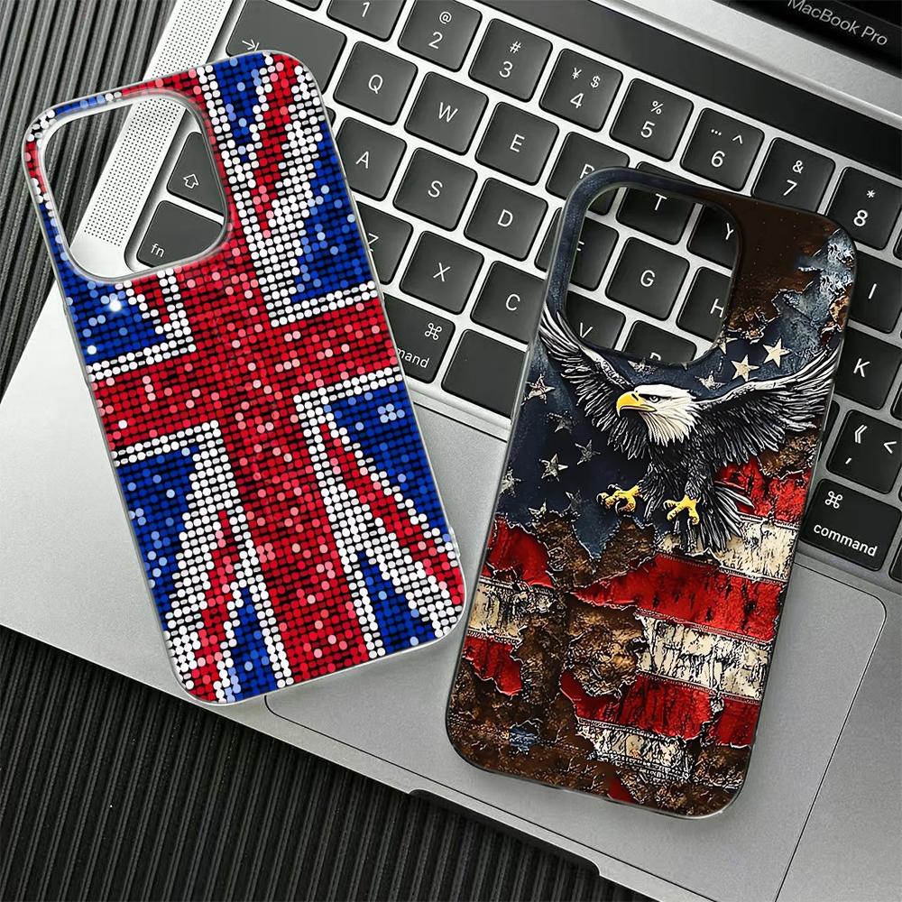 Чехол для телефона с флагами Великобритании и США для iPhone 17 16 15 14 Plus 13 12 11 Pro Max Национальные флаги Модный противоударный чехол из ТПУ