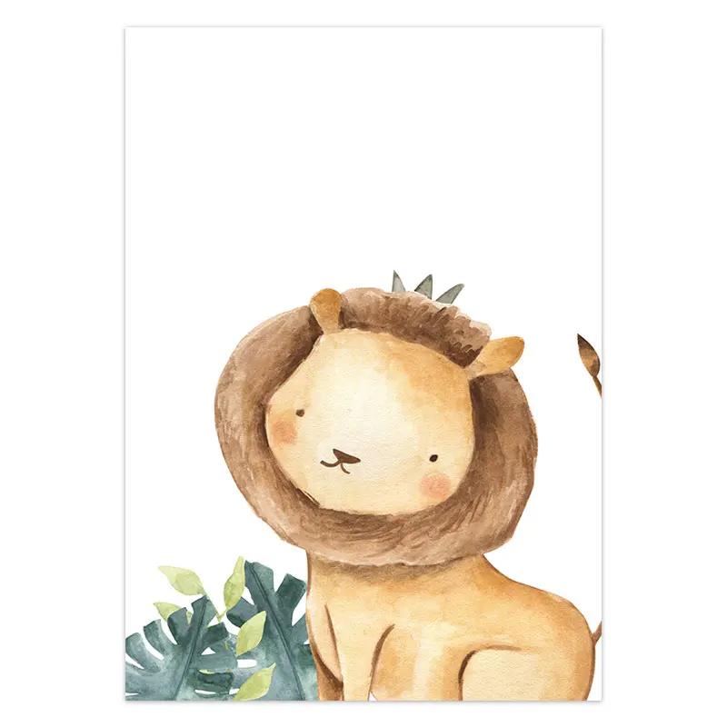 Милая декоративная картина с животными Зебра Слон Лиса Картина для детской комнаты Настенное искусство Украшение Постер для детской комнаты Искусство