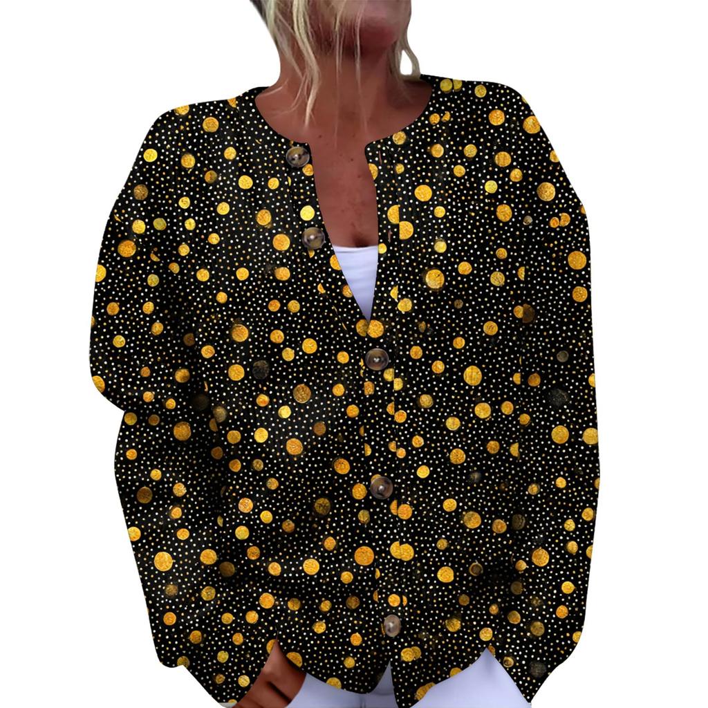 Women's Fashion Festival Printed Long-Sleeved Knitted Cardigan With Button-Front