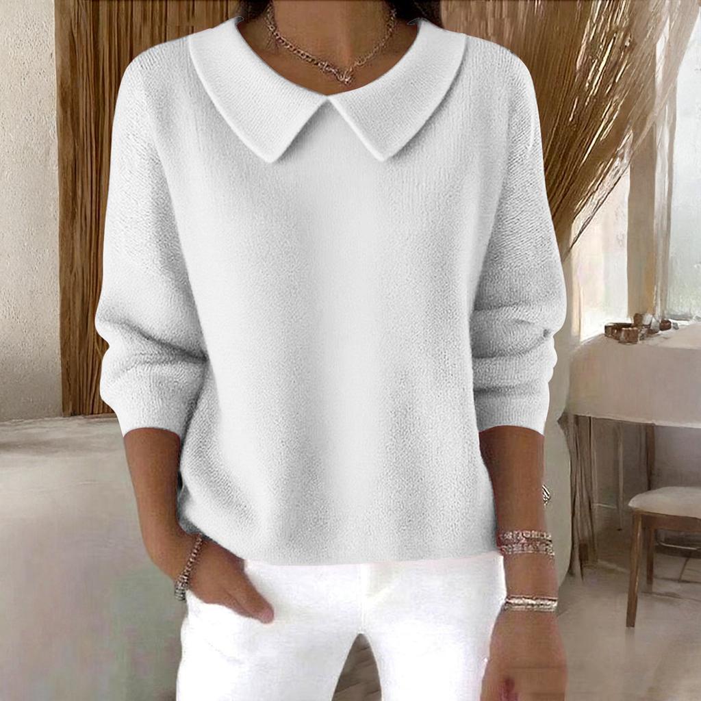 Women's Fashionable Long-sleeved Solid-color Pullover Knitted Sweater Top