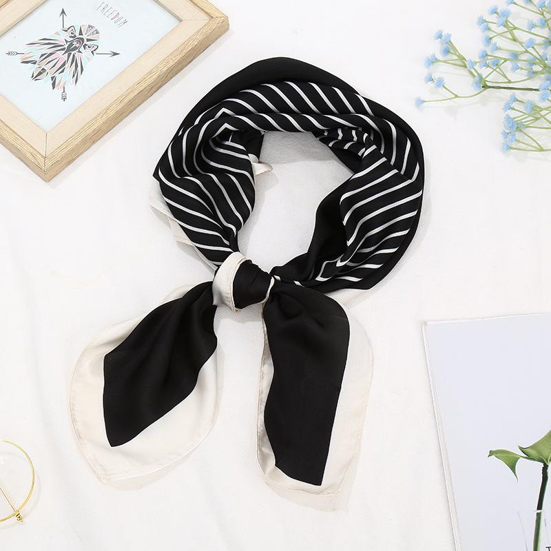 Women's 70cm Square Satin Silk Scarf - Vintage Floral Print Neck Wrap for Work & Fashion - Elegant Professional Accessory