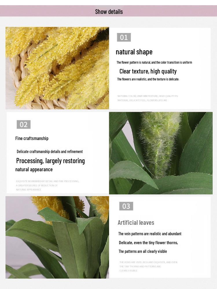 Decorative Faux Corn Stalks with Millet & Wheat Ears for Hotel or Photography Display