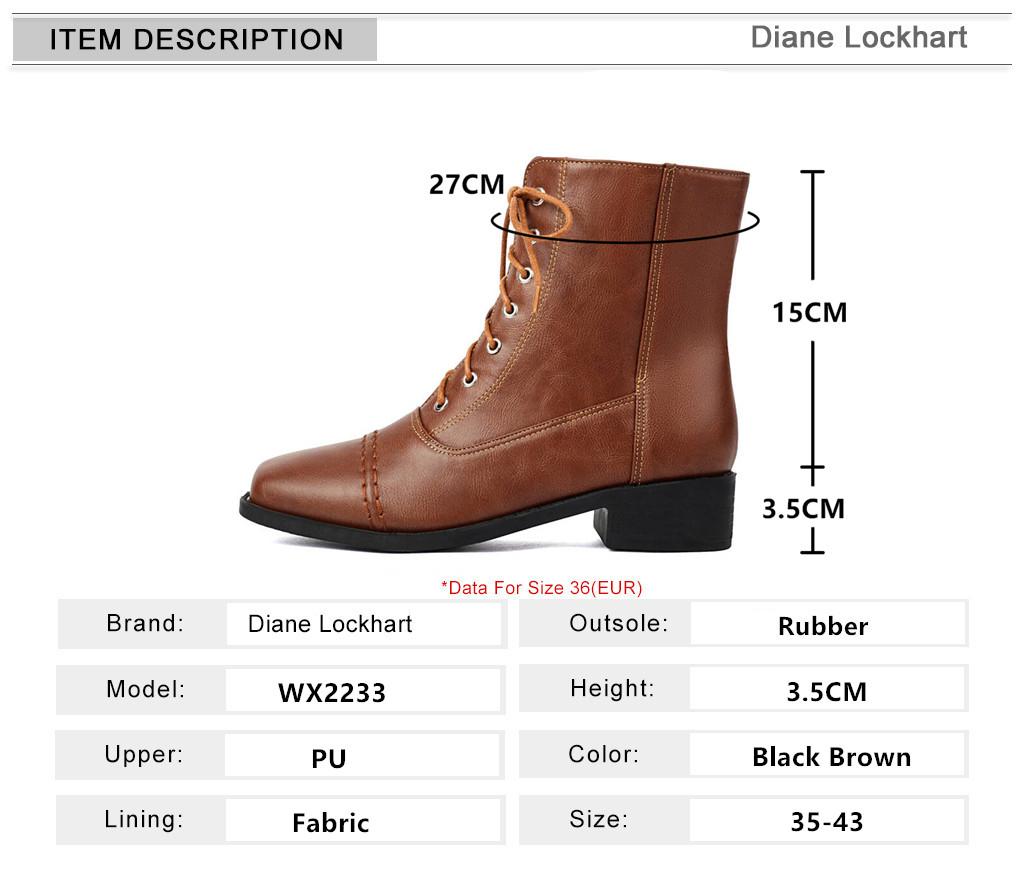 Модные универсальные женские ботильоны Осень/зима Британский стиль Искусственная кожа Короткие ботинки Шнурки Для поездок на работу Плоская подошва Мотоциклетные ботинки