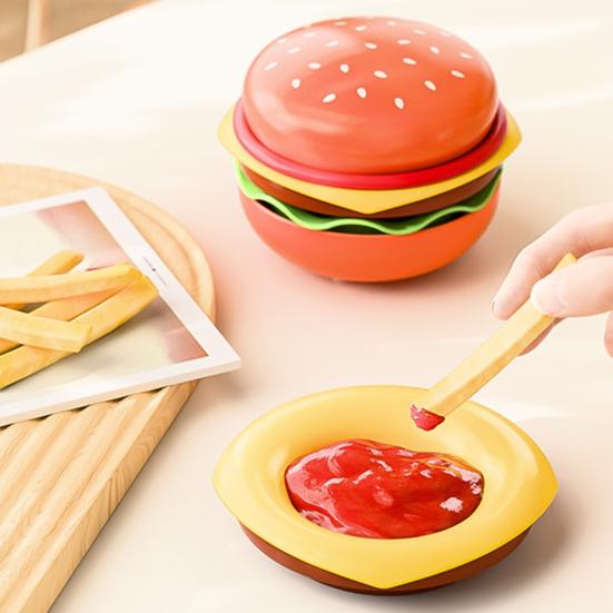 Hamburger Appetizer Plates Set 6-Layer Mini Plate Sets for Dessert Sauces Dip Stackable Serving Dishes for Snacks Sushi Parties