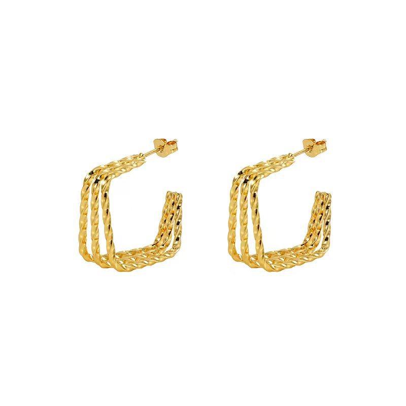 Серьги-пусеты из нержавеющей стали с закручивающимся замком, модный нишевый дизайн, 18 карат, новый темперамент, универсальные женские серьги из титановой стали