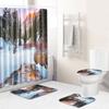 Landscape Shower Curtain Floor Mat Combination Four-Piece Set Bathroom Toilet Carpet Shower Room Mat Foot Mat