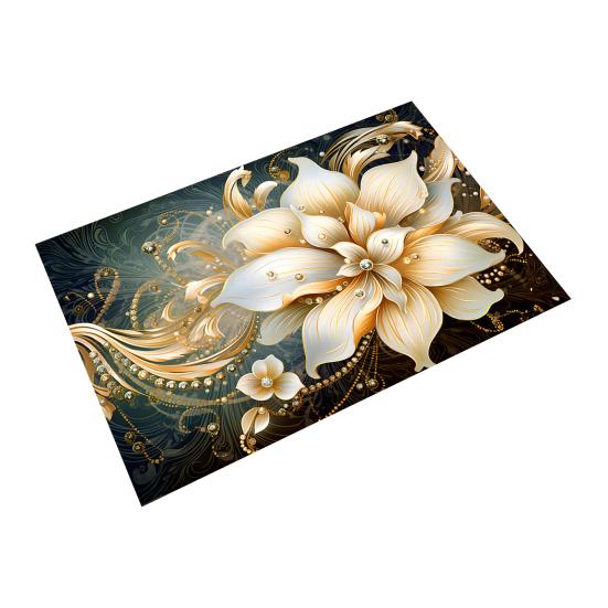 Коврик для пола 3D цветочный узор Нескользящая резиновая основа Впитывающий Быстросохнущий Ковер Ванная Кухня Прачечная