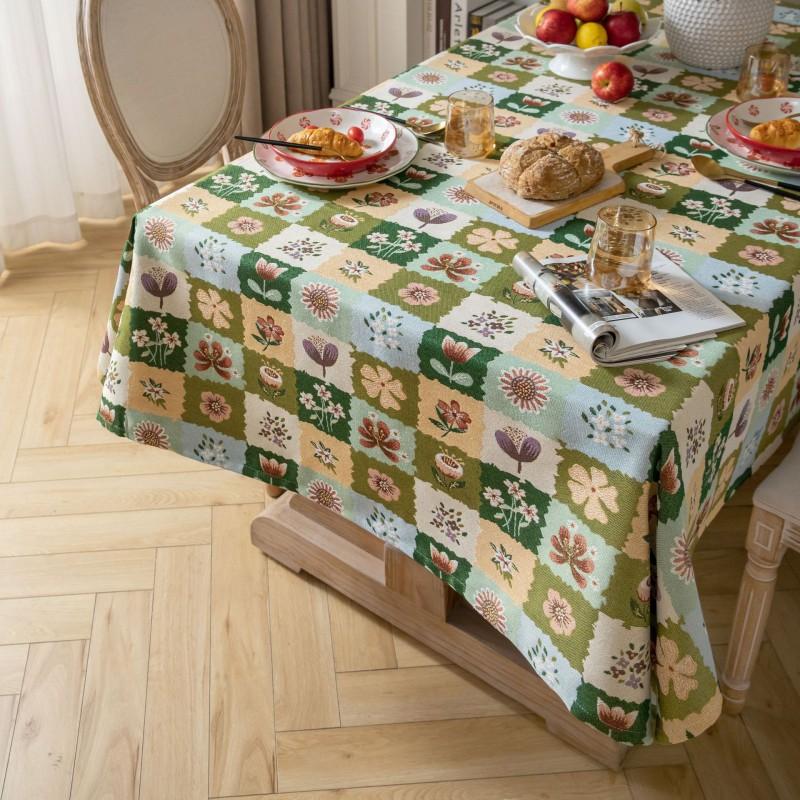 Christmas Woven Jacquard Tablecloth Vintage American Style Holiday Dining Table Cover Home Party Decor