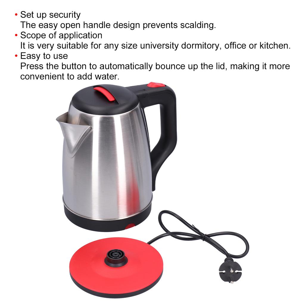 2,0 л из нержавеющей стали, электрический чайник, чайник, чашка для домашнего общежития, вилка европейского стандарта, 220 В