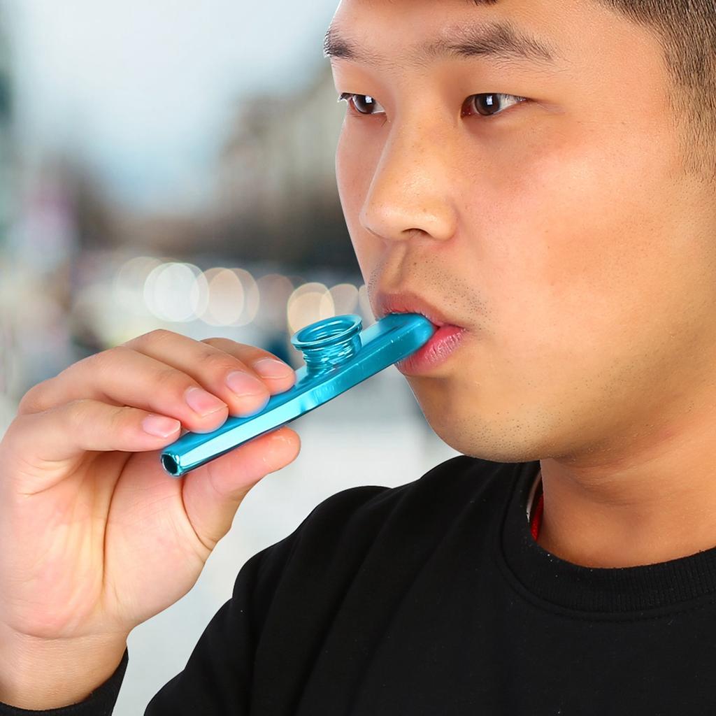 Прочный металлический казу флейта рот музыкальный инструмент аксессуар (синий)