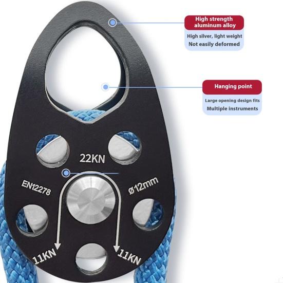 Climbing Fixed Plate Micro Pulley 28KN General Purpose Small Metal Single Sheave Hauling Pulley for Rock Climbing Aloft Work Rappelling Rescue