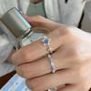 Сладкие и стильные синие кольца-цветы Регулируемые геометрические кольца из чистого серебра Вечеринка Подарок на день рождения Женские украшения Открытое кольцо в форме капли воды
