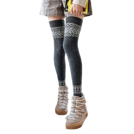 1 пара женских зимних носков для голени из плотного материала с цветными блоками, накидки на ноги выше колена, нескользящие, высокоэластичные, сохраняющие тепло носки