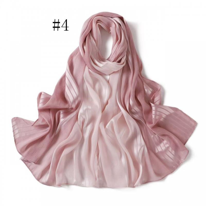Gradient Striped Pleated Chiffon Scarf Wrap Lightweight Shawl Women Sun Protection Fashion Accessory