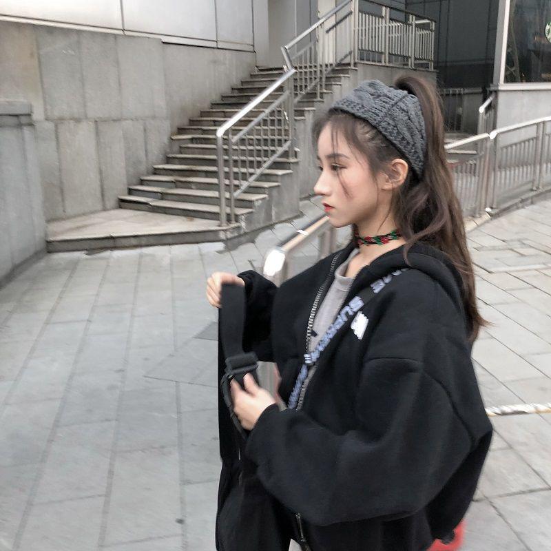 Женский кардиган на молнии с капюшоном из флиса с принтом букв в корейском стиле, осень/зима 2022