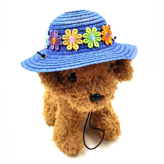 Шляпа для домашних животных, регулируемая, удобная для ношения, с цветочным орнаментом, дышащая, удобная, декоративная, без запаха, шапка для собаки