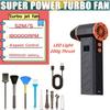 New 180000RPM Mini Turbo Jet Fan Electric Air Duster Adjustable Wind Speed Turbo Violent Blower Rechargeable &Light Car Cleaning