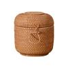 Handwoven Rattan Storage Box with Lid Tea Food Container Kongfu Tea Set Bread Fruit Basket with Lid Puer Tea Bag Organizer