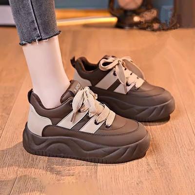 Новые осенние папины кроссовки детские 2025 супер огонь универсальные на платформе обувь-хлеб удобные кожаные спортивные повседневные кеды