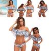 Sexy Off-the-shoulder Bikini With Ruffled Edges And Floral Accents High Quality Polyester Material