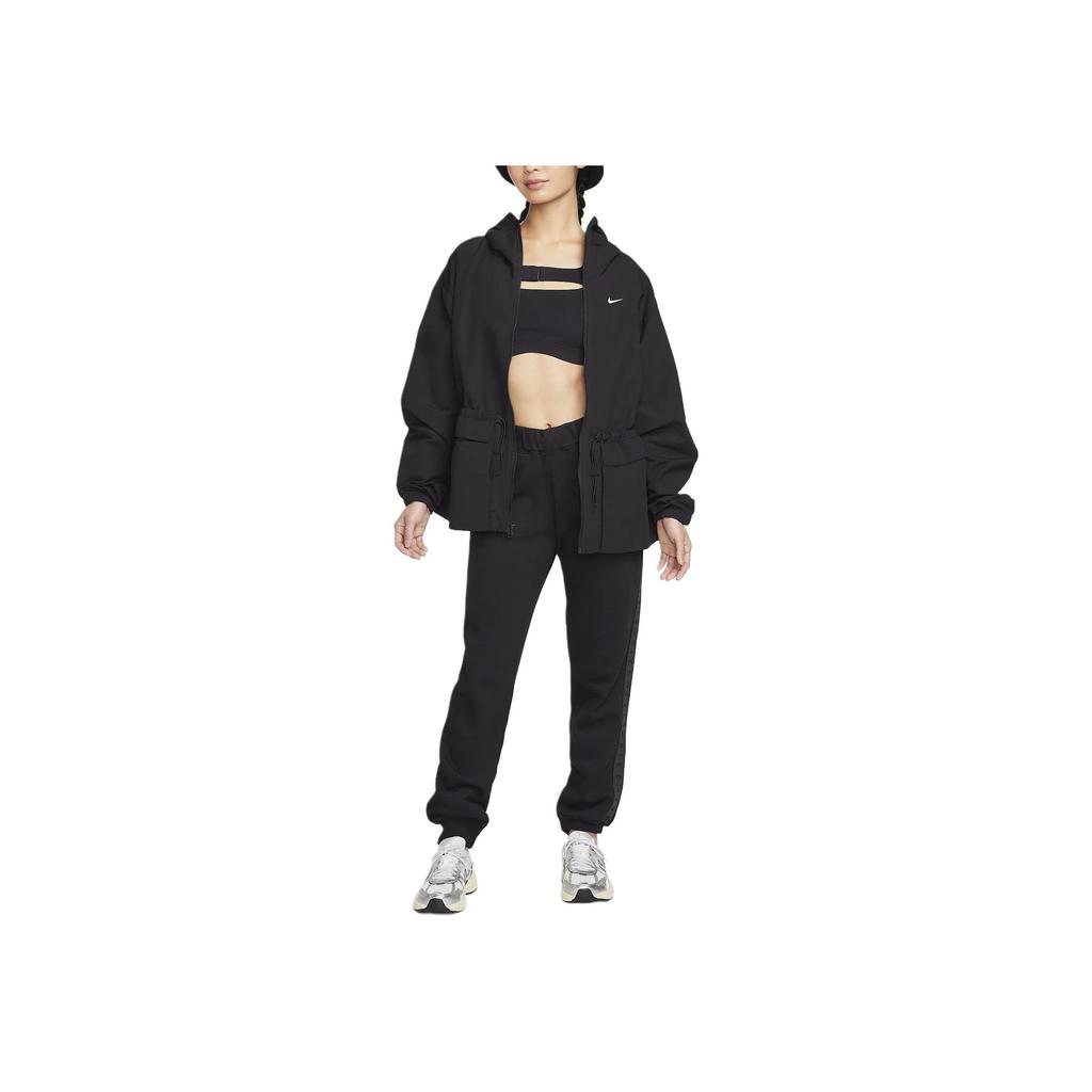 Nike Однотонная повседневная куртка на молнии с капюшоном Женская куртка черная FN3670-010