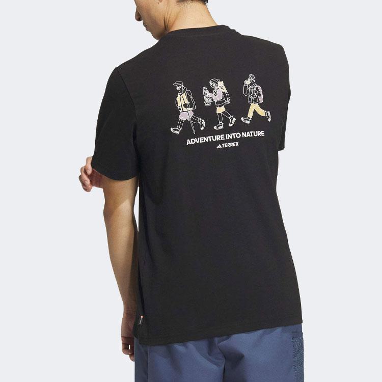 adidas Мужская футболка с круглым вырезом Polygiene с мультяшным принтом, черные IS0282