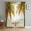 Summer Beach Palm Trees Sheer Curtains for Bedroom Living Room Decoration Window Curtain for Kitchen Tulle Voile Organza Drapes