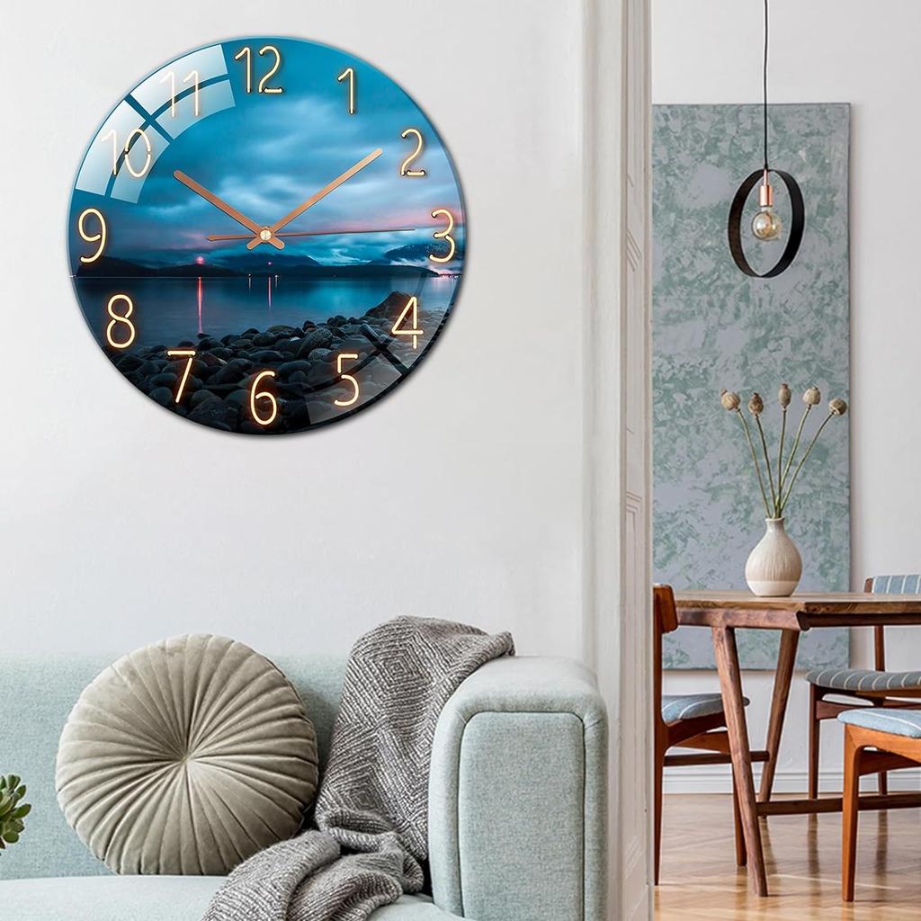Цифровые настенные часы с низким уровнем шума, 30 см/12 дюймов Настенные часы с морским рифом Кварцевые часы Тихие бесшумные простые часы для домашнего декора Детская комната
