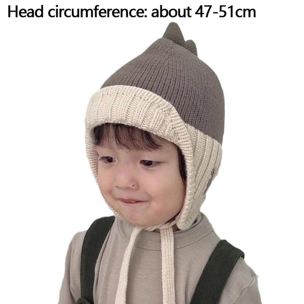 Knitted Ear Protection Cap Cartoon Dinosaurs Earflap Hats Fashion Children's Hats Autumn Winter