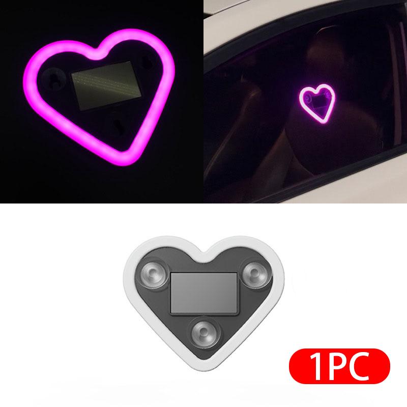 SEAMETAL LED Car Window Ambient Lamp Solar Energy Wiring Free Glowing Heart Atmosphere Neon Light Car Interior Decoration Accessories