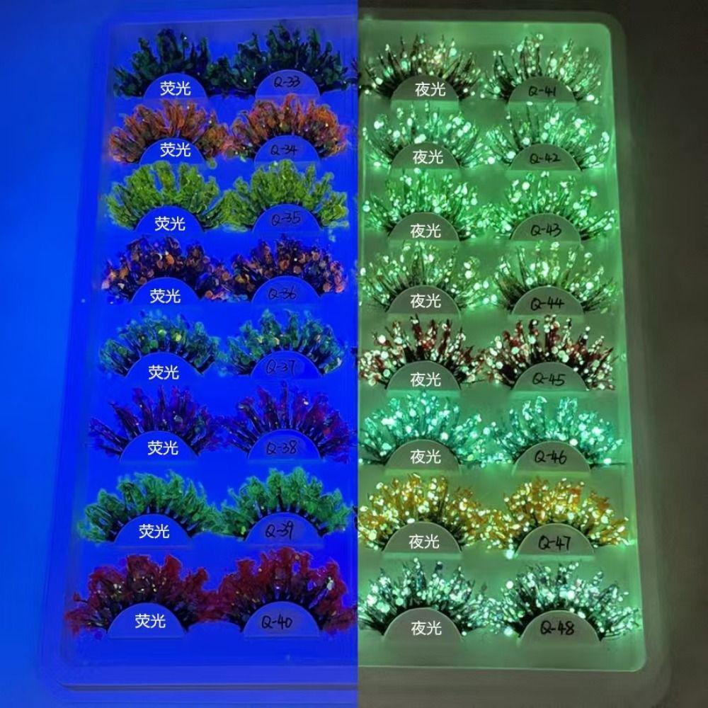 3D Mink Faux Mink Wispy Lashes 25mm False Eyelashes Extension Fluorescent Lashes NightClub Party