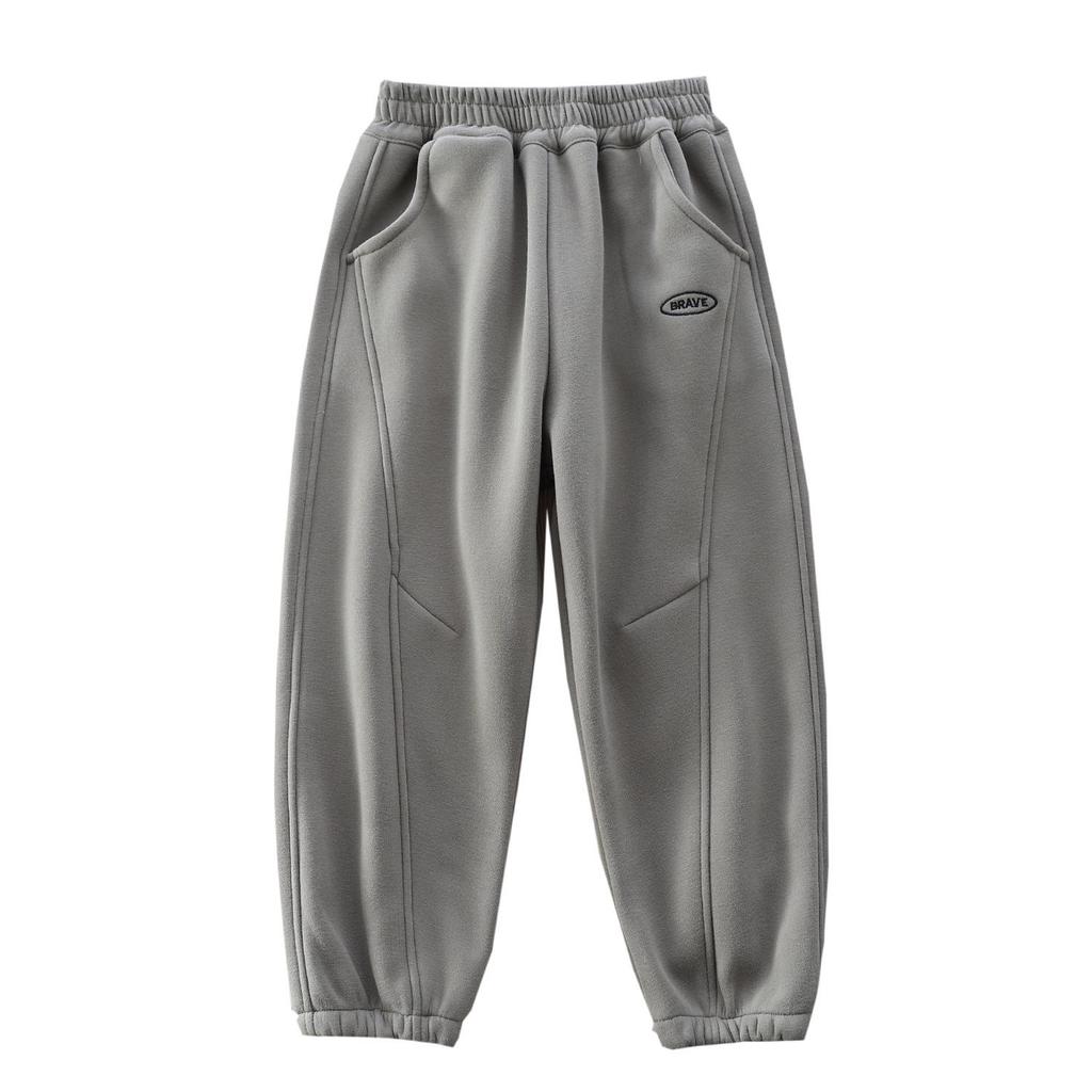 Детские флисовые спортивные штаны Осень/Зима 2025: Теплые повседневные брюки-комбинезон для мальчиков