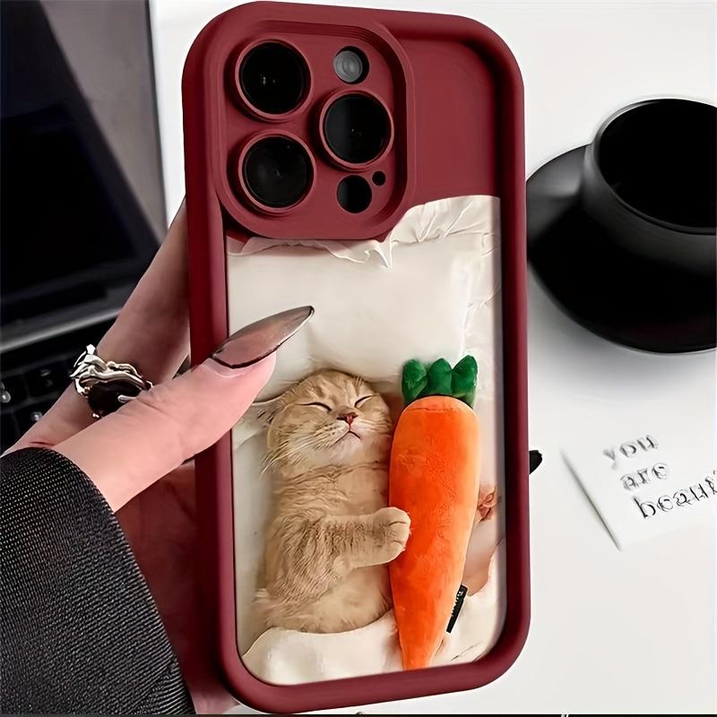 Милый чехол для телефона с рисунком кролика и моркови для iPhone 16 15 14 13 12 11 Pro/ Max/Plus ударопрочная задняя крышка защита от отпечатков пальцев