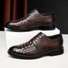 Роскошные брендовые мужские туфли-оксфорды из натуральной кожи, повседневная обувь с узором из крокодиловой кожи, на шнуровке, официальная деловая обувь для отдыха на открытом воздухе