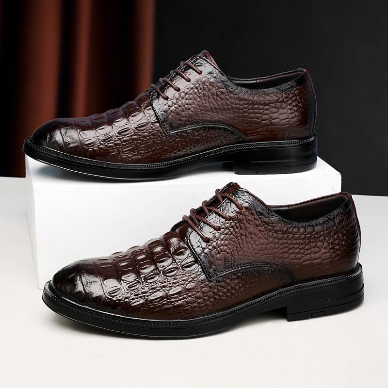 Роскошные брендовые мужские туфли-оксфорды из натуральной кожи, повседневная обувь с узором из крокодиловой кожи, на шнуровке, официальная деловая обувь для отдыха на открытом воздухе