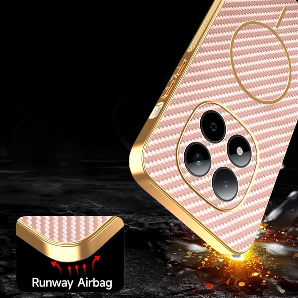 Для Xiaomi Redmi Note 15 Pro 5G (Глобальный) Чехол для телефона Текстурированный под углеволокно Гальванизированная задняя крышка из ТПУ