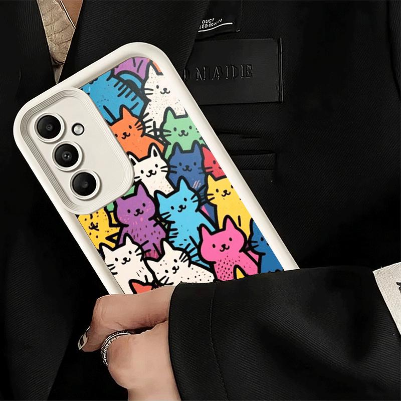 Чехол для телефона Samsung Galaxy S26 S25 Ultra S24 FE Мультяшные Милые Кошки Тема Оболочка S23 Plus S22 + S21 S20 5G Мягкий Силикон Funda
