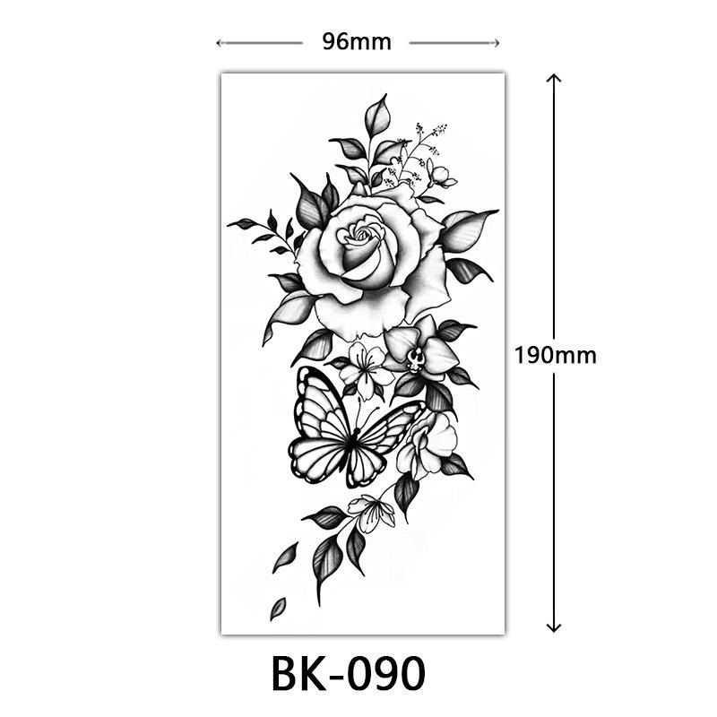 Women Sexy Temporary Tattoo Stickers Black Roses Pattern Full Flower Design Used for Arm Body Art Big Large Fake Tattoo Stickers
