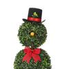 Christmas Snowman Topiary Artificial Snowman Shaped Topiary Tree with Bow And Hat Outdoor Boxwood Topiary with Stake for Home Porch Decor