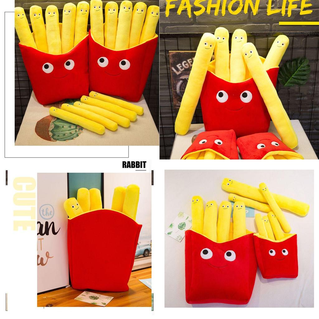 Adorable And Comfortably Plush Cute French Fries Stuffed Toy And Pizza Cushion