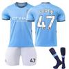 Подростки Дети Взрослые Индивидуальное Имя Футбольные Комплекты 2024-25 Манчестер Сити Домашний #47 ФОДЕН Тренировочный Комплект Формы с Носками