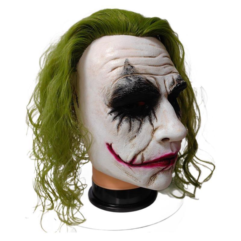 American Movie Clown Latex Mask Heath Ledger Dark Knight Batman DC Jack the Clown Hairpiece