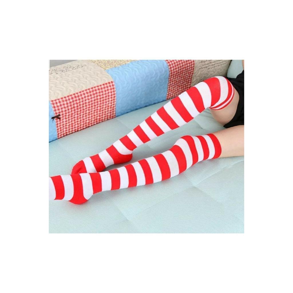 Women's 3 Ribbon Detail Cotton Black Laptop Socks Garter Height Black Tall Socks