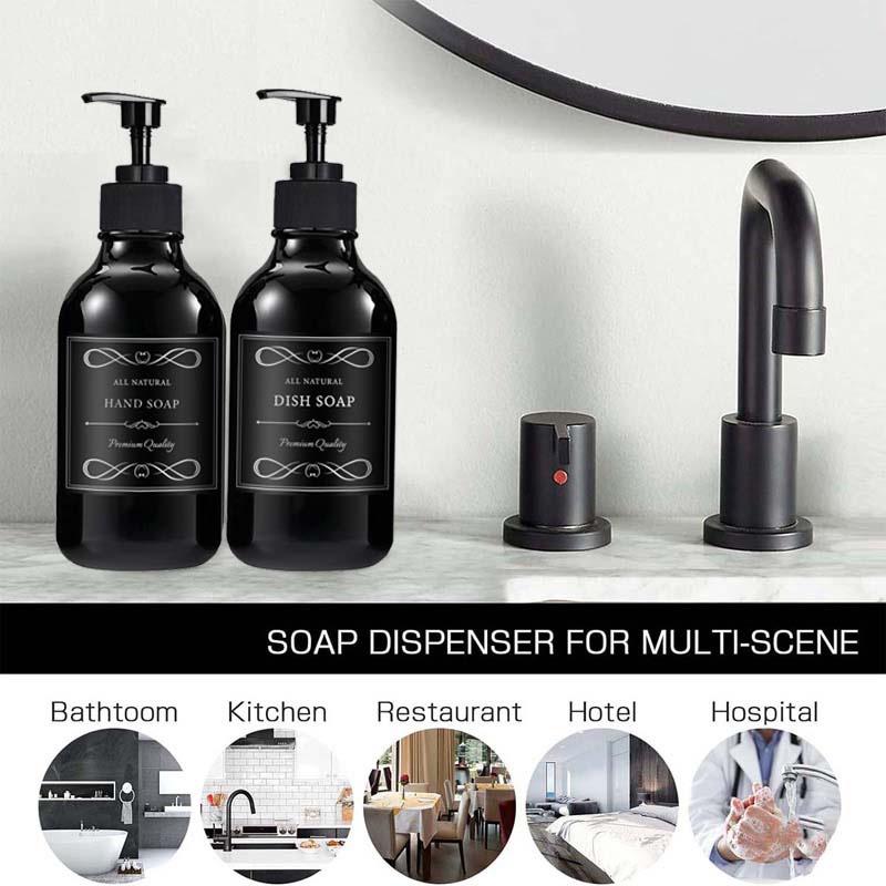 500 мл/16,9 унций, 2 шт., дозатор для мытья тела, мыла для рук и мыла для мытья посуды с насосом, бутылка для мыла для ванной комнаты с 6 водонепроницаемыми этикетками
