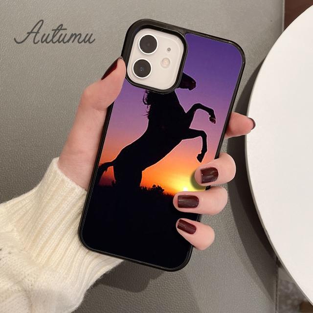 Черный силиконовый чехол для телефона Horse Animal для iPhone 11 12 13 14 Pro Max mini X XR XS SE 2020 6S 7 8 Plus Samsung S21 S22